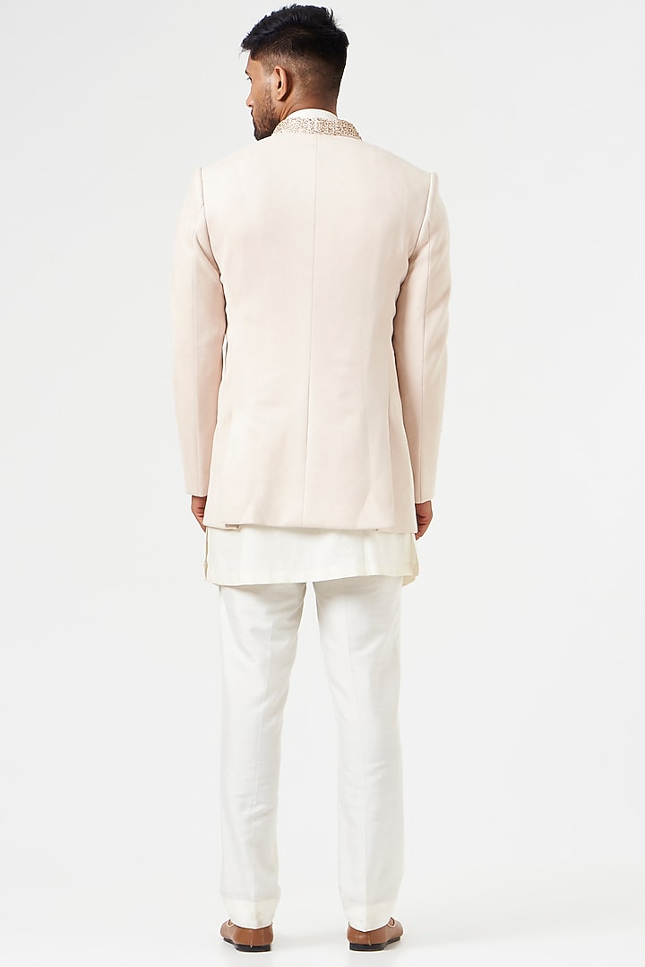 Ivory Suede Indo-Western Set by SEVENDC MEN at Pernia's Pop Up Shop