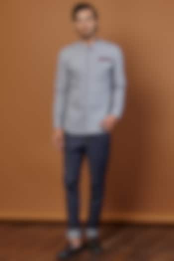 Grey Cotton Party start Shirt by SEVENDC MEN at Pernia's Pop Up Shop