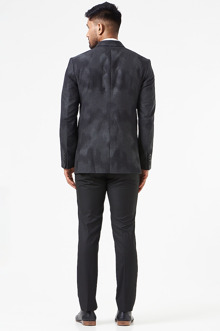 Charcoal Embroidered Tuxedo Set by SEVENDC MEN at Pernia's Pop Up Shop