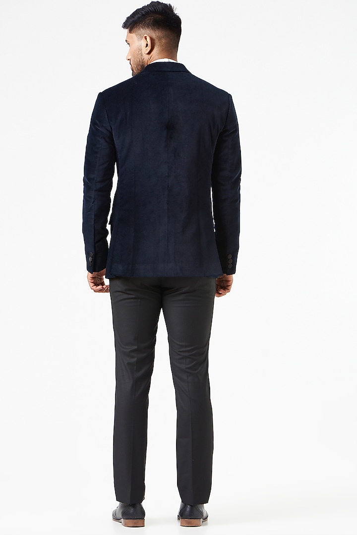 Navy Blue Embroidered Tuxedo Set by SEVENDC MEN at Pernia's Pop Up Shop