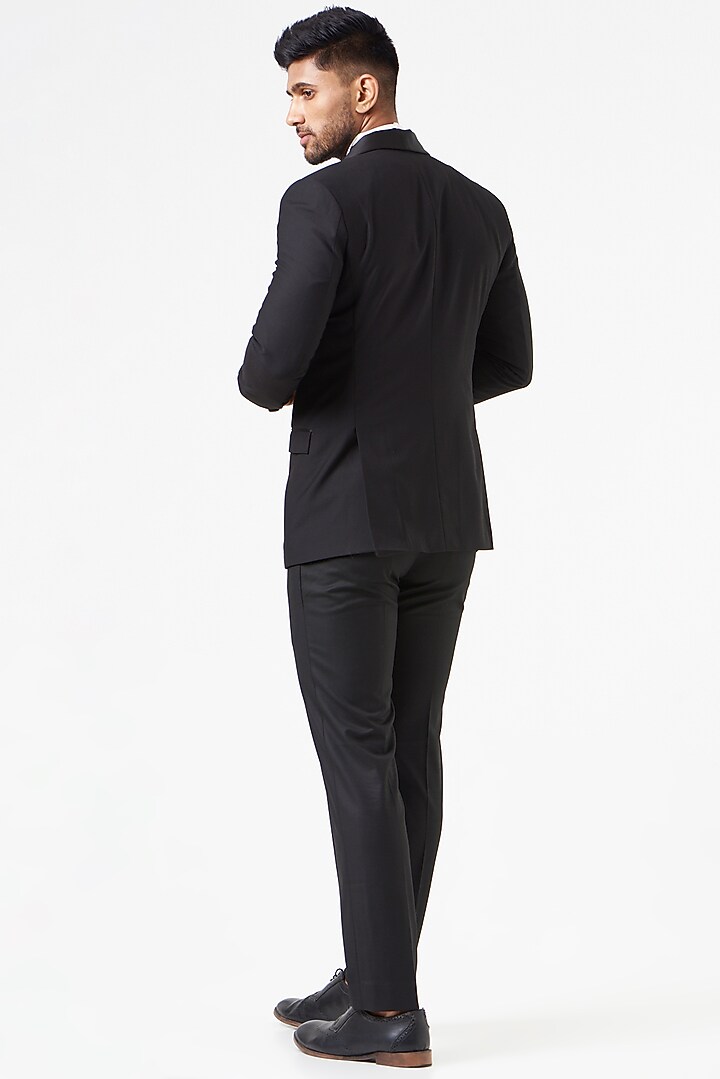 Black Wool Blend Shawl Collared Tuxedo Set by SEVENDC MEN at Pernia's Pop Up Shop