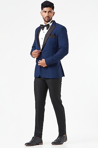 Royal Blue Wool Blend Tuxedo Set by SEVENDC MEN
