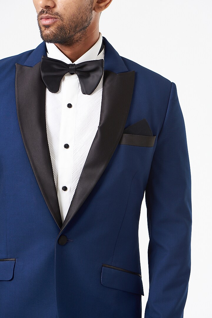 Royal Blue Wool Blend Tuxedo Set by SEVENDC MEN at Pernia's Pop Up Shop