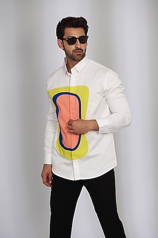 White Cotton Satin Shirt by SEVENDC MEN