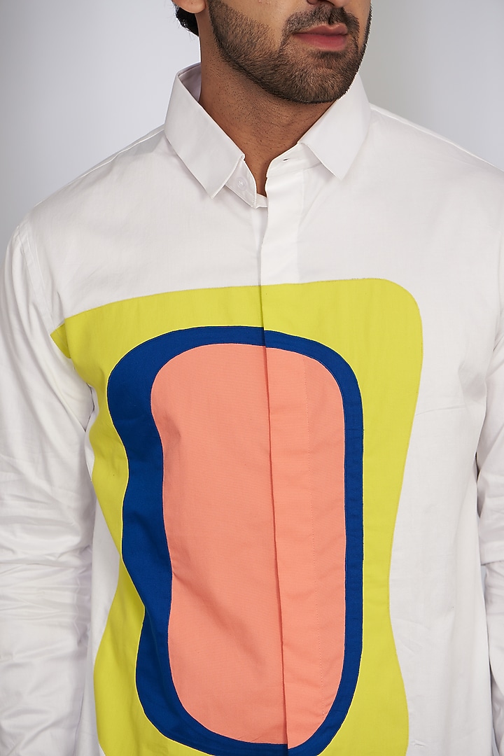 White Cotton Satin Party Wear Shirt by SEVENDC MEN at Pernia's Pop Up Shop