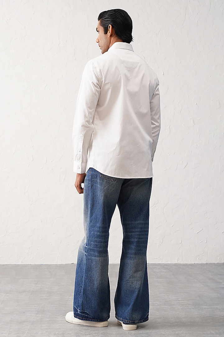 White Cotton Bead Hand Work Summer Shirt by SEVENDC MEN at Pernia's Pop Up Shop