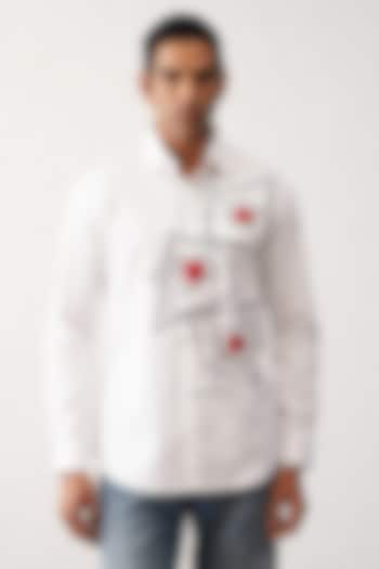 White Cotton Motif Shirt by SEVENDC MEN at Pernia's Pop Up Shop