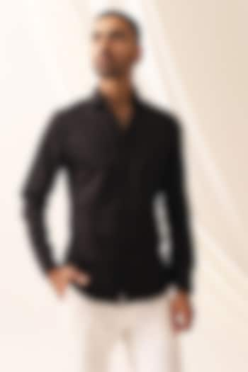 Black Cotton Shirt by SEVENDC MEN