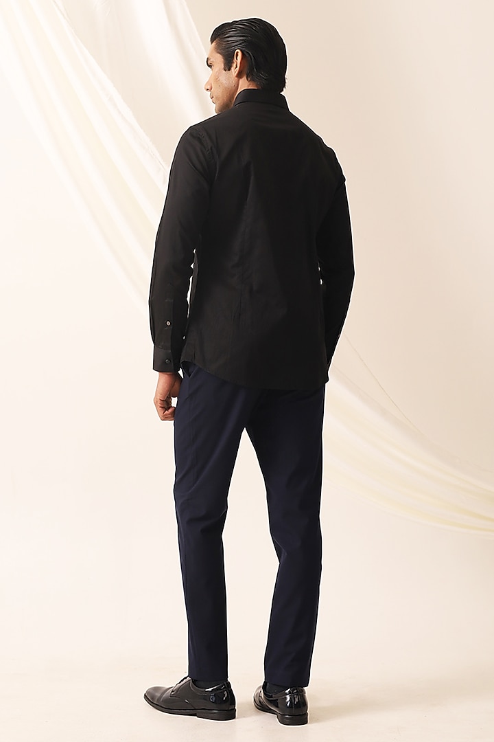 Black Cotton Party Wear Shirt by SEVENDC MEN at Pernia's Pop Up Shop