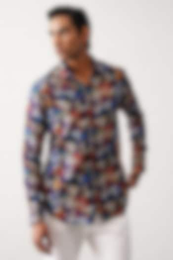 Multi-Colored Cotton Houndstooth Printed Shirt by SEVENDC MEN at Pernia's Pop Up Shop