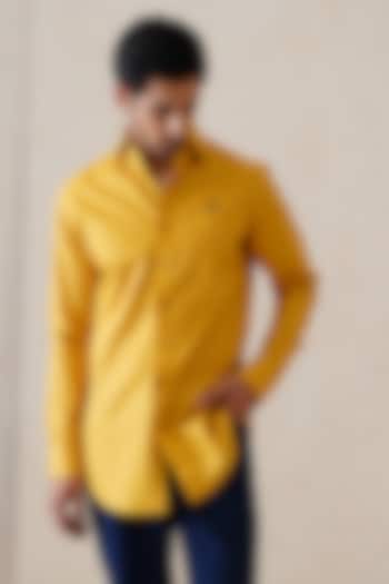 Amber Yellow Cotton Shirt by SEVENDC MEN