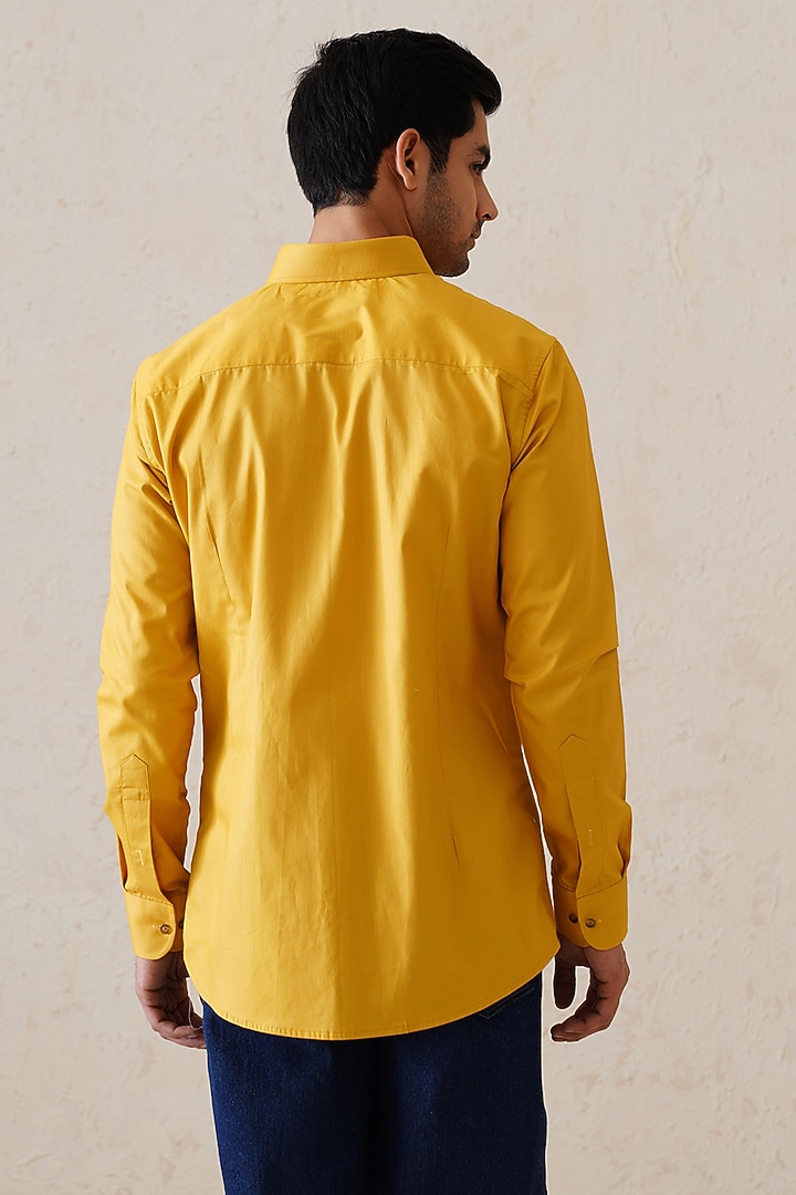 Amber Yellow Cotton Summer Shirt by SEVENDC MEN at Pernia's Pop Up Shop