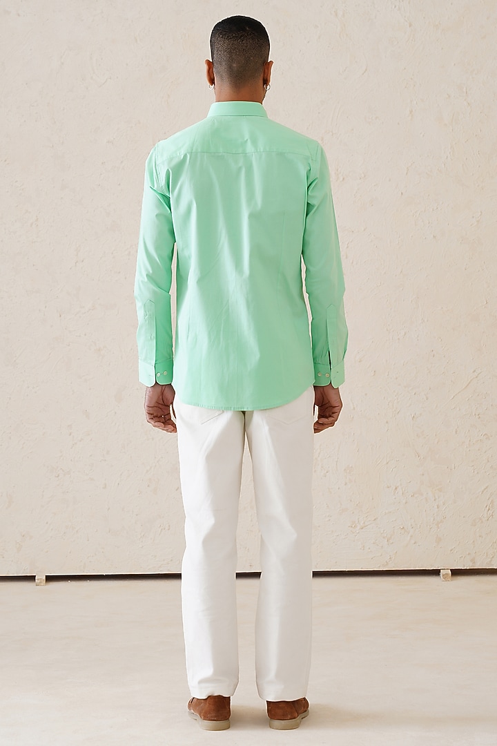 Sea Green Cotton Summer Shirt by SEVENDC MEN at Pernia's Pop Up Shop