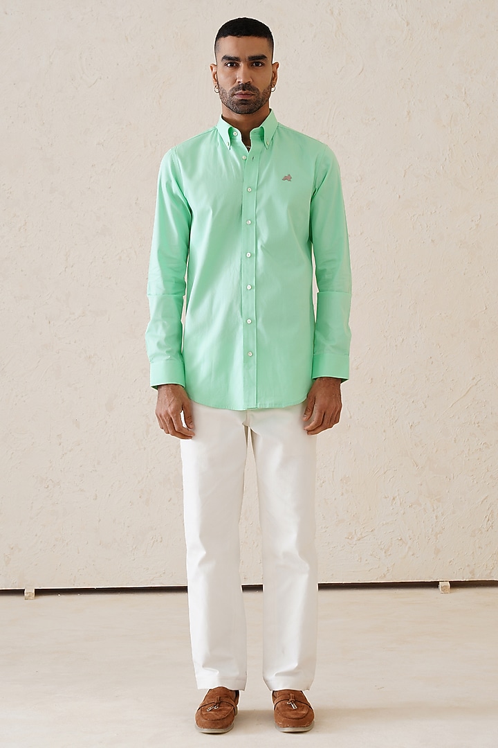 Sea Green Cotton Summer Shirt by SEVENDC MEN at Pernia's Pop Up Shop