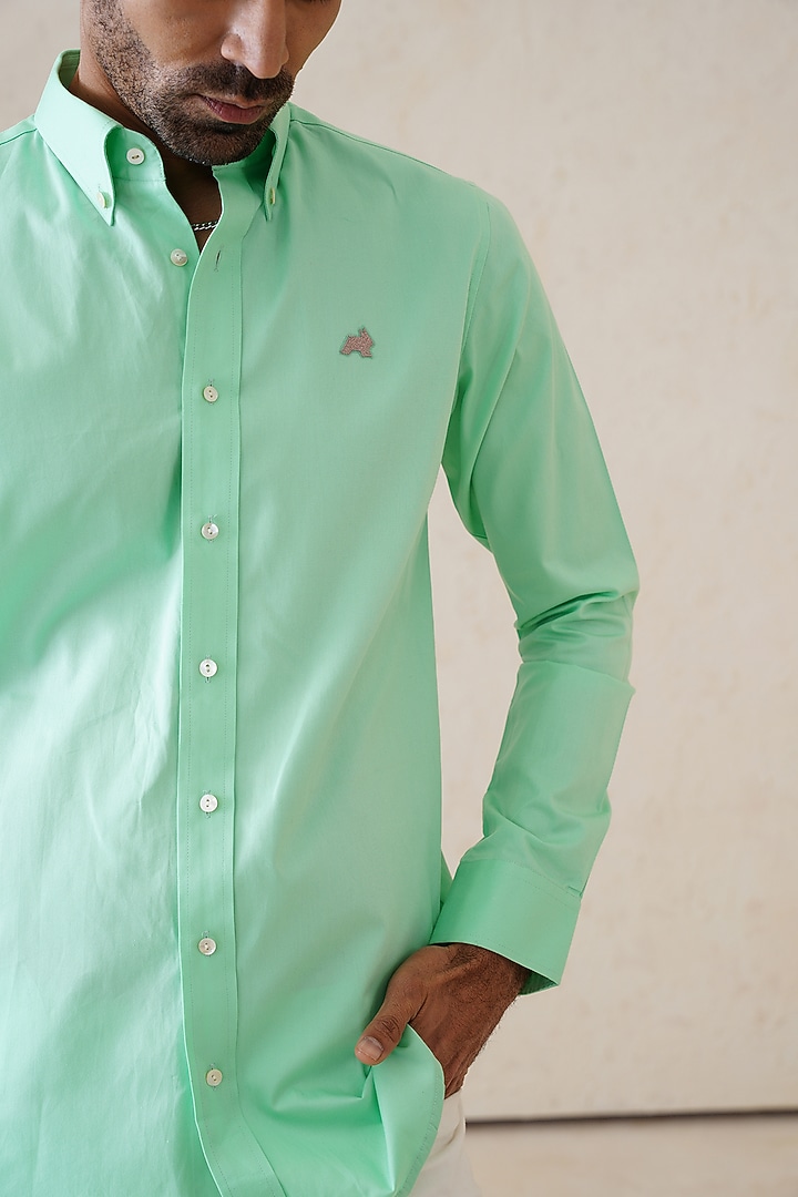 Sea Green Cotton Summer Shirt by SEVENDC MEN at Pernia's Pop Up Shop