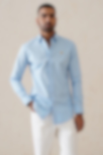 Sky Blue Cotton Summer Shirt by SEVENDC MEN at Pernia's Pop Up Shop