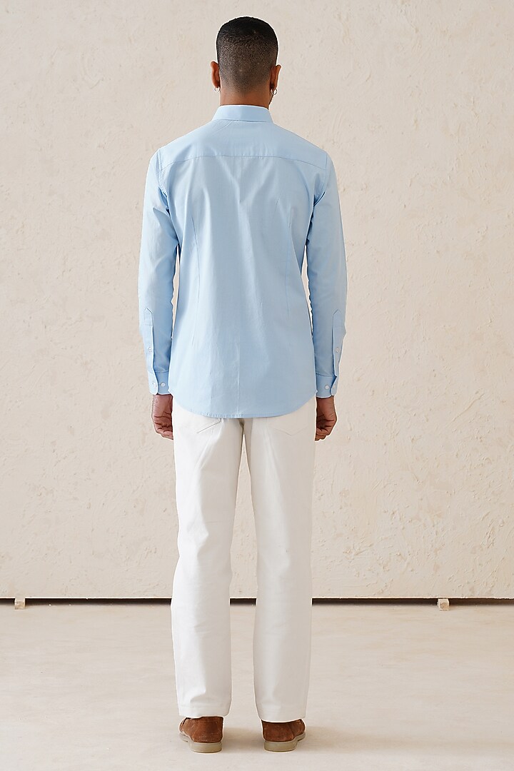 Sky Blue Cotton Summer Shirt by SEVENDC MEN at Pernia's Pop Up Shop