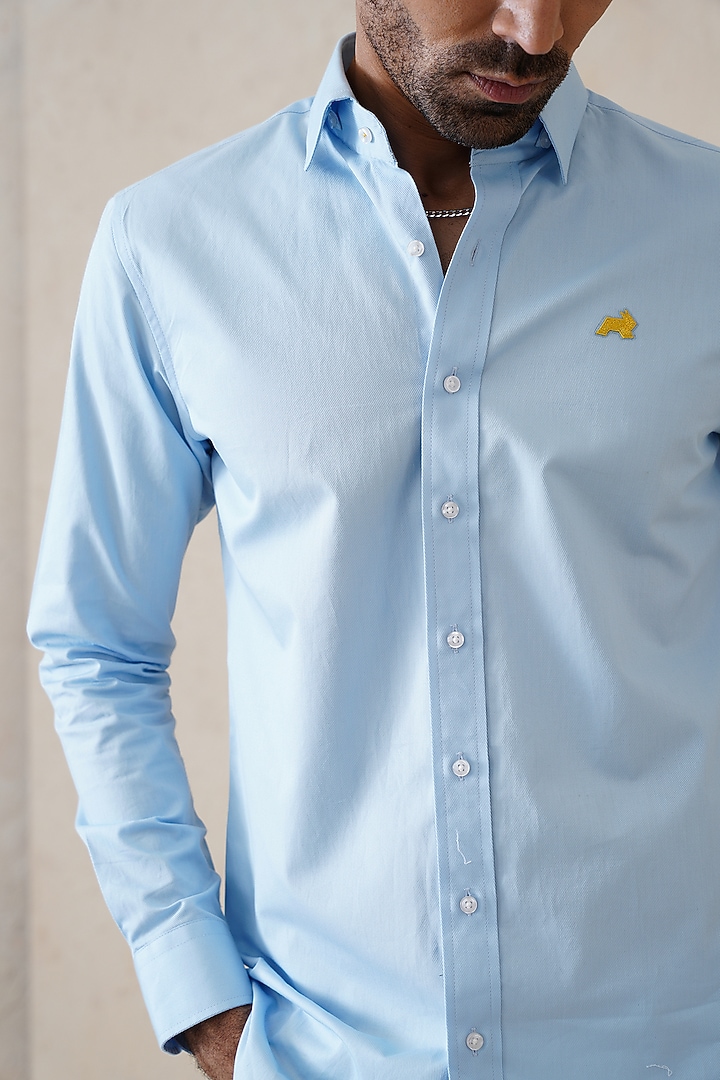 Sky Blue Cotton Summer Shirt by SEVENDC MEN at Pernia's Pop Up Shop
