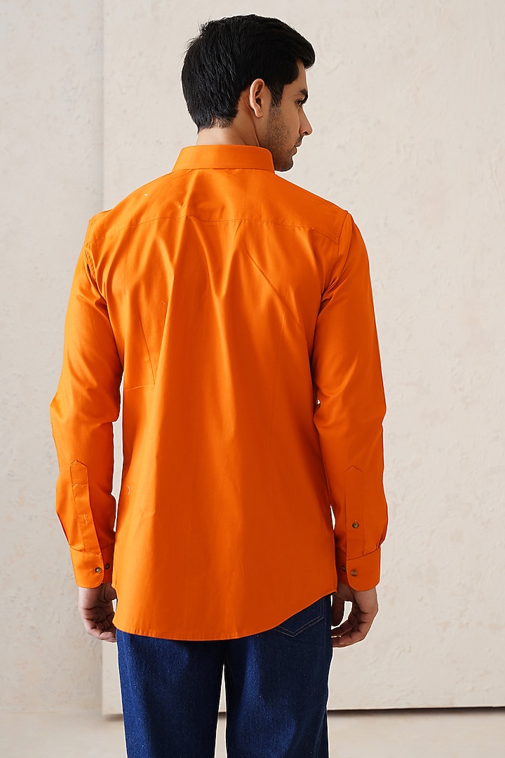 Orange Cotton Summer Shirt by SEVENDC MEN at Pernia's Pop Up Shop