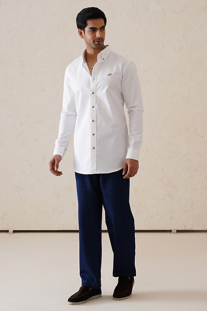 White Cotton Summer Shirt by SEVENDC MEN at Pernia's Pop Up Shop