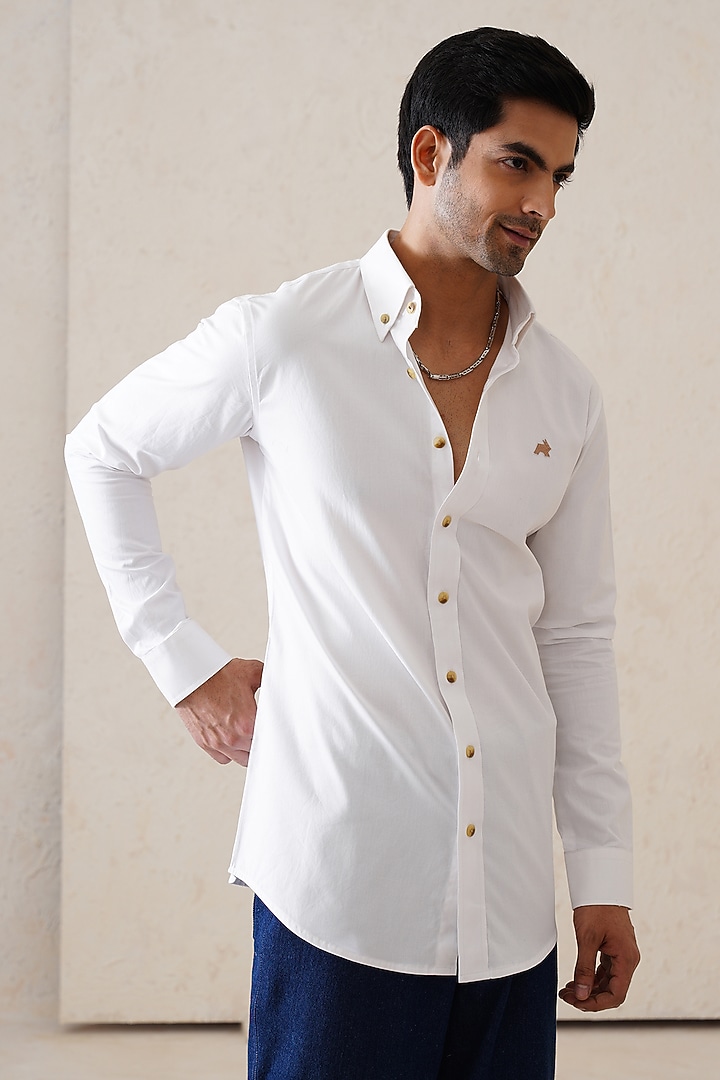 White Cotton Summer Shirt by SEVENDC MEN at Pernia's Pop Up Shop