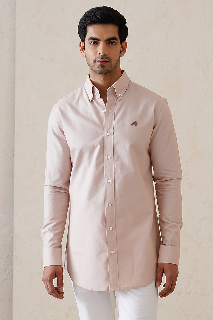 Dusty Pink Cotton Shirt by SEVENDC MEN