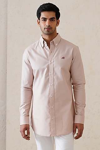 Dusty Pink Cotton Shirt by SEVENDC MEN