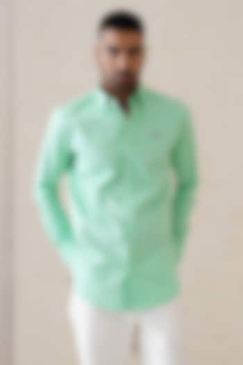 Lime Green Cotton Shirt by SEVENDC MEN