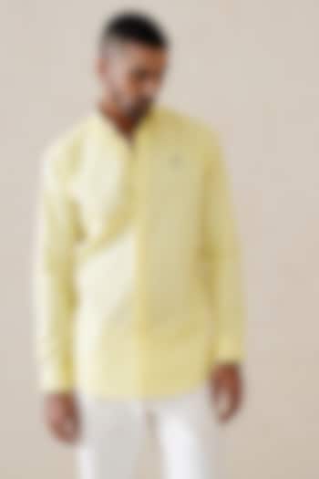 Lemon Yellow Cotton Shirt by SEVENDC MEN
