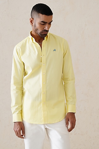 Lemon Yellow Cotton Shirt by SEVENDC MEN
