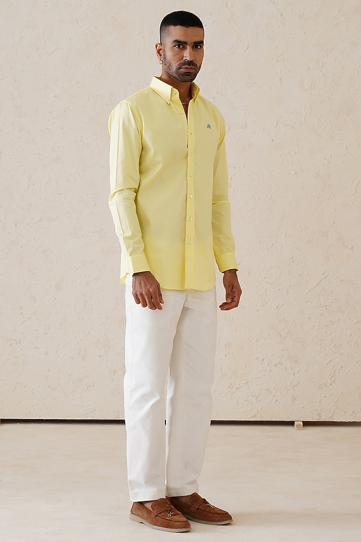 Lemon Yellow Cotton Summer Shirt by SEVENDC MEN at Pernia's Pop Up Shop