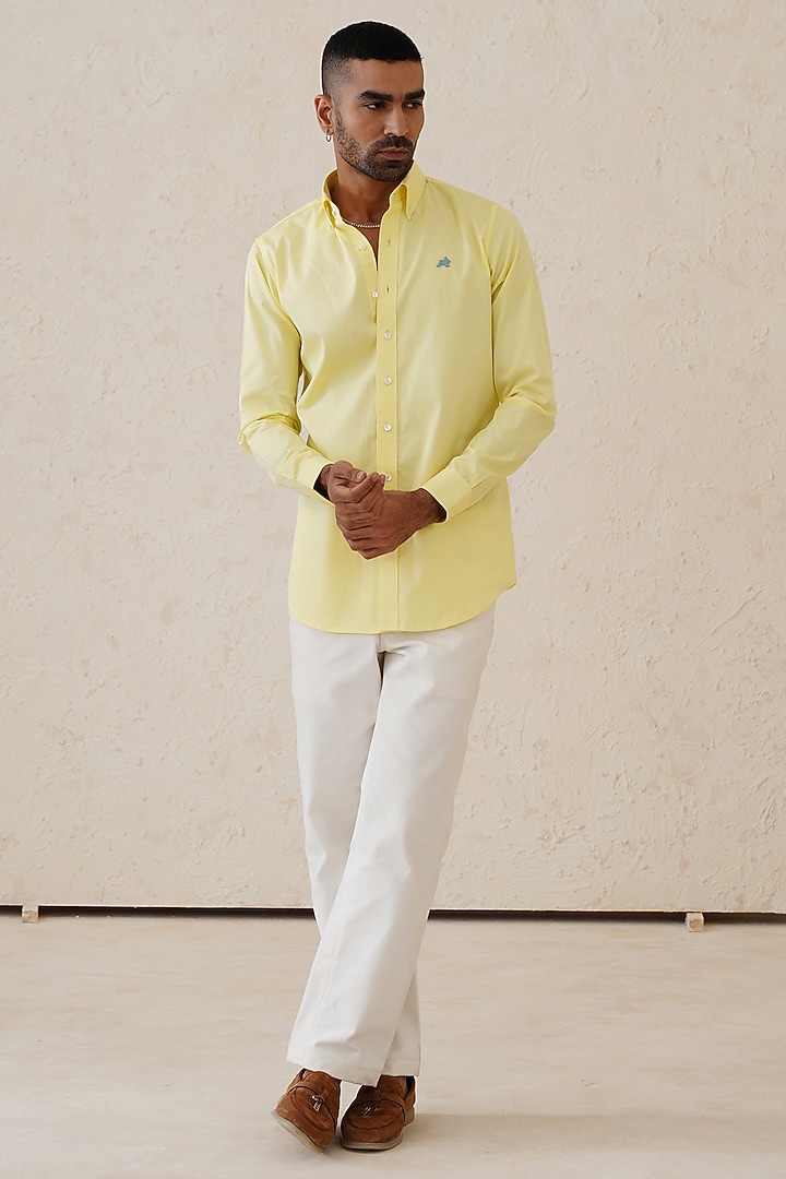 Lemon Yellow Cotton Summer Shirt by SEVENDC MEN at Pernia's Pop Up Shop