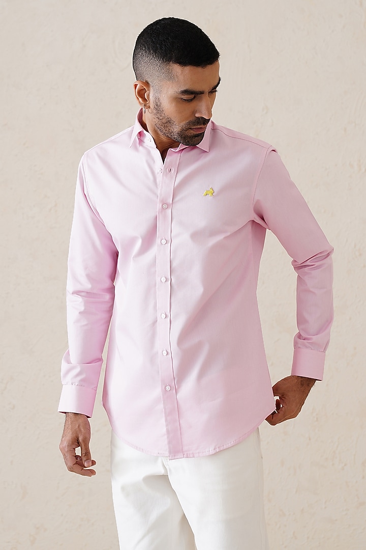 Pink Cotton Shirt by SEVENDC MEN