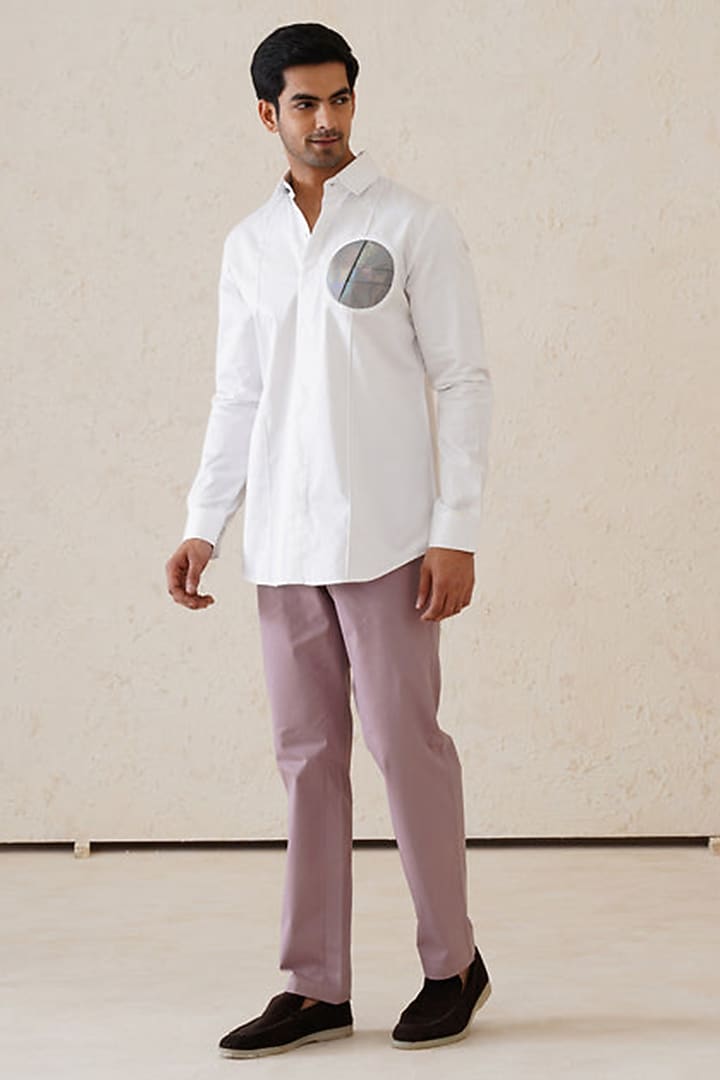 White Cotton Dial Party Wear Shirt by SEVENDC MEN at Pernia's Pop Up Shop