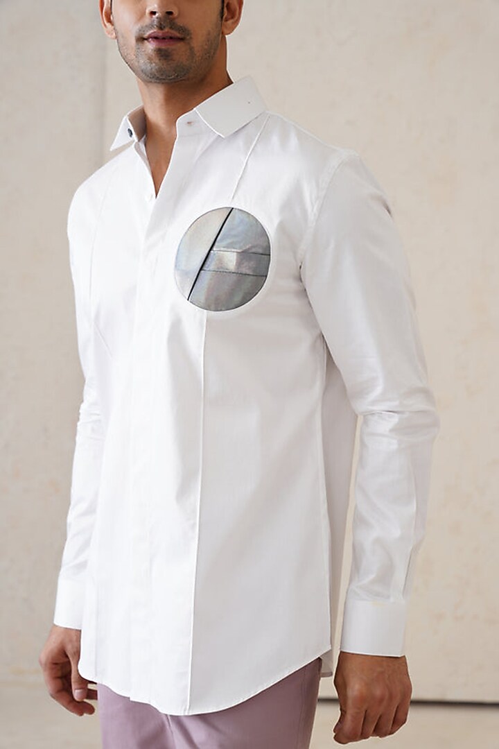 White Cotton Dial Party Wear Shirt by SEVENDC MEN at Pernia's Pop Up Shop