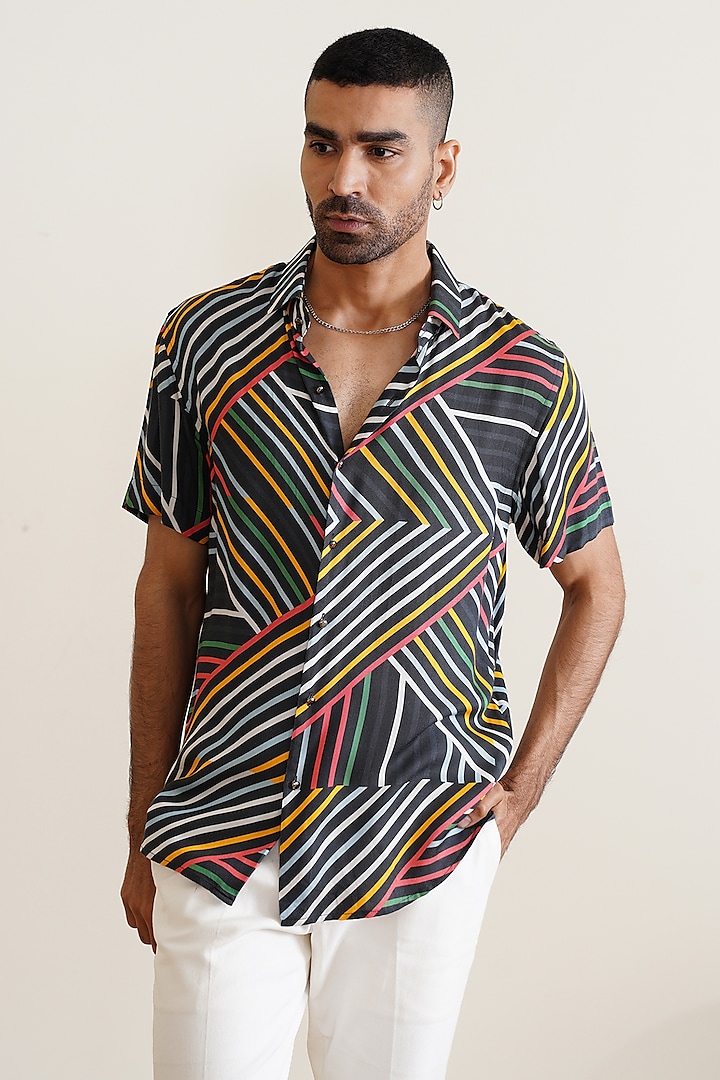 Multi-Colored Cotton Graphic Printed Summer Shirt by SEVENDC MEN at Pernia's Pop Up Shop
