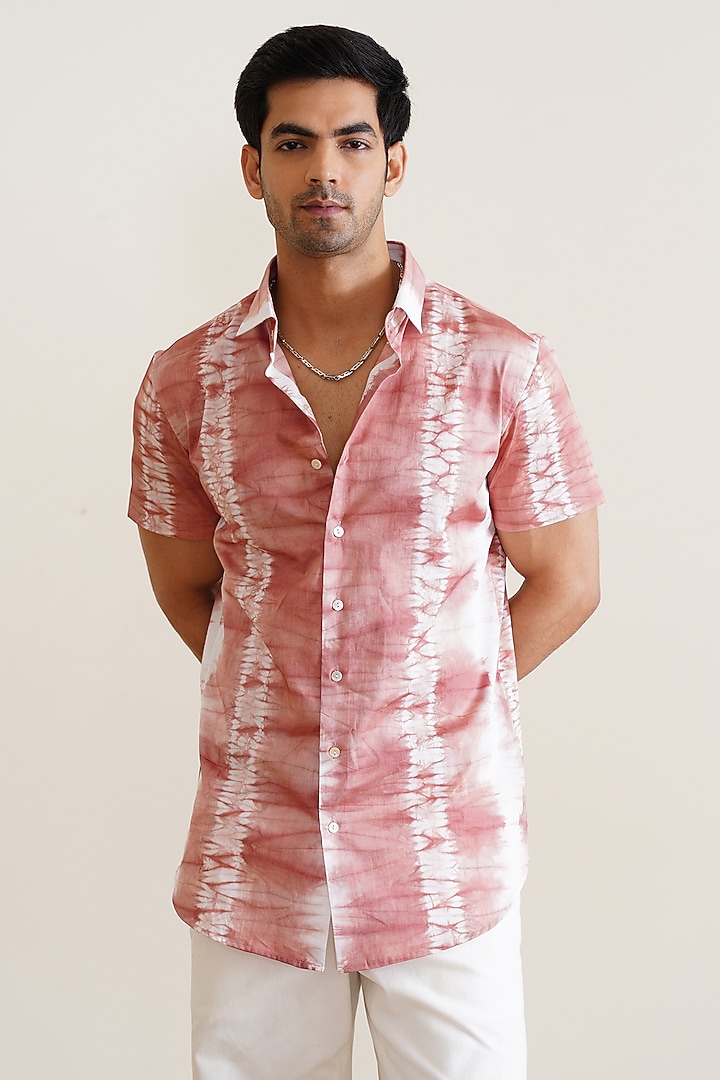 Pink Cotton Tie-Dye Shirt by SEVENDC MEN