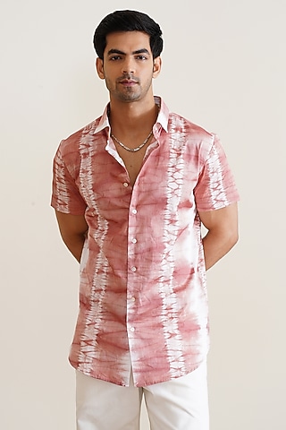 Pink Cotton Tie-Dye Shirt by SEVENDC MEN