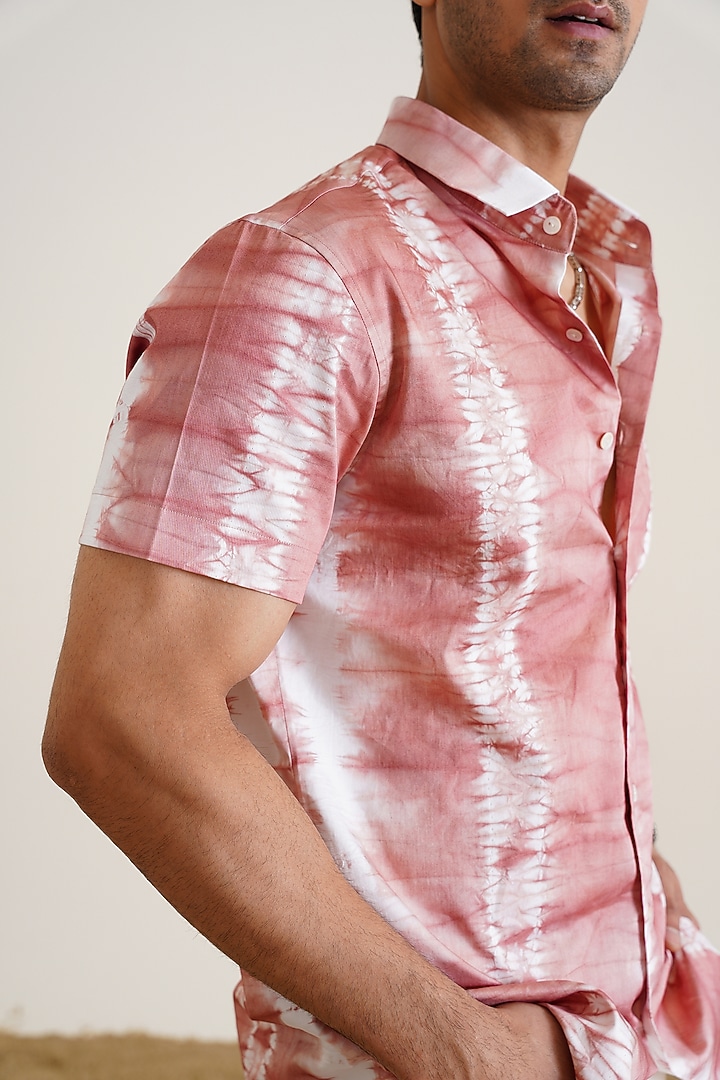 Pink Cotton Tie-Dye Party Wear Shirt by SEVENDC MEN at Pernia's Pop Up Shop