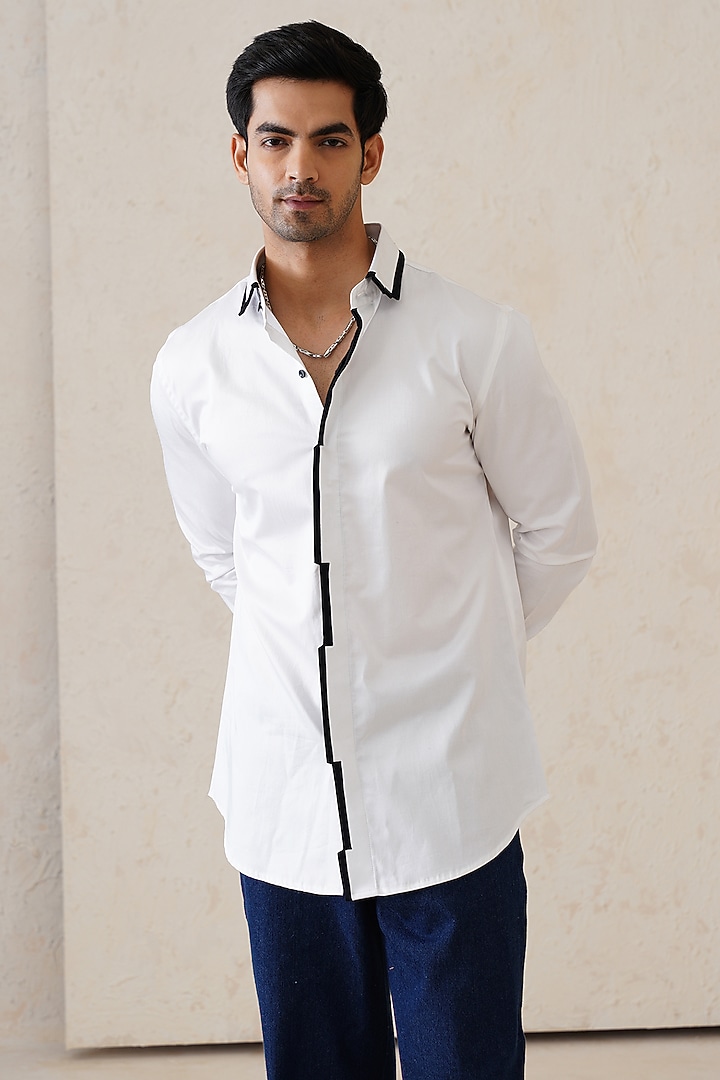 White Cotton Shirt by SEVENDC MEN