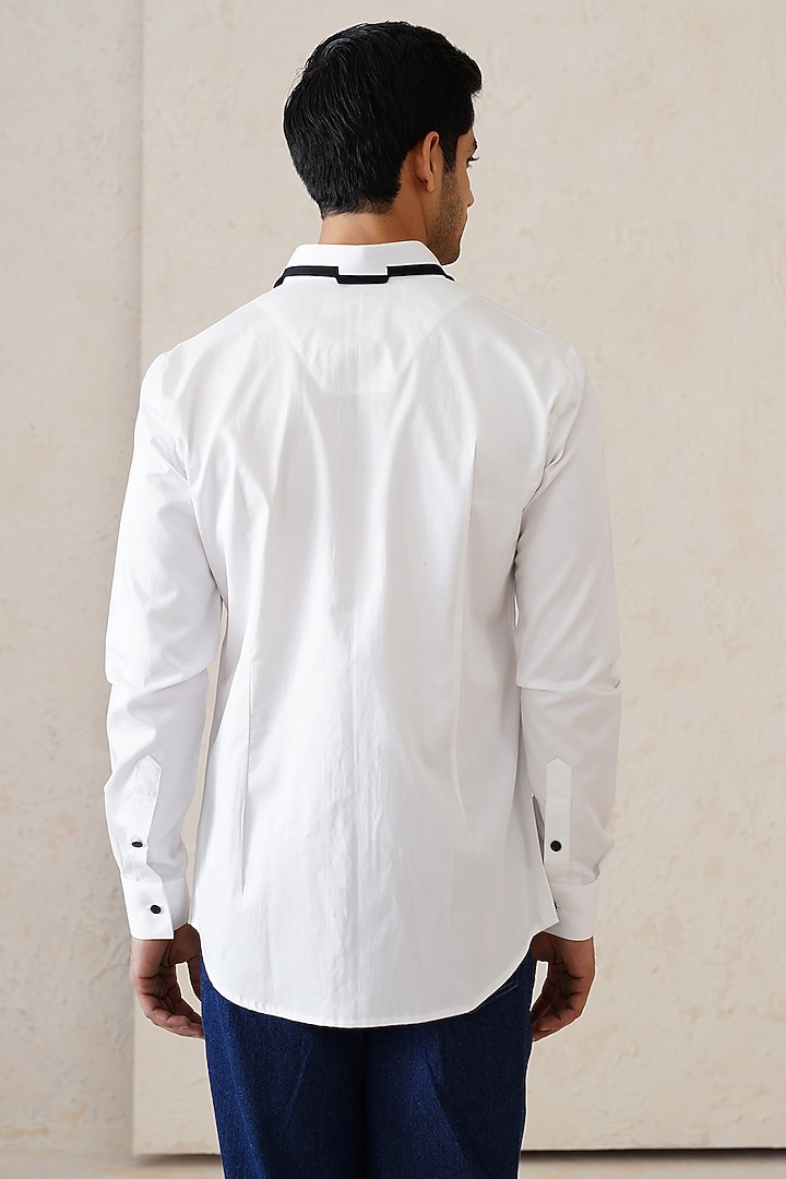 White Cotton Party Wear Shirt by SEVENDC MEN at Pernia's Pop Up Shop