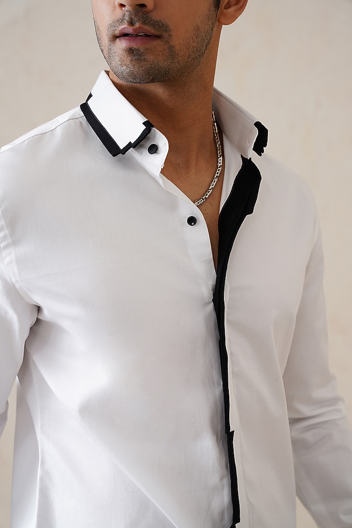 White Cotton Party Wear Shirt by SEVENDC MEN at Pernia's Pop Up Shop