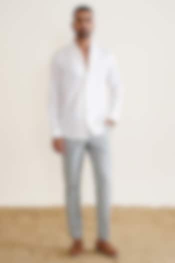 White Cotton Linen Shirt by SEVENDC MEN