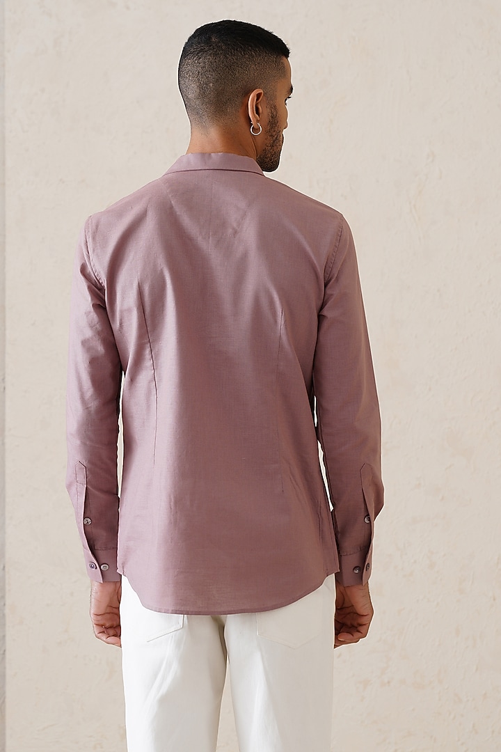 Mauve Cotton Linen Party Wear Shirt by SEVENDC MEN at Pernia's Pop Up Shop