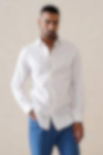 White Cotton Shirt by SEVENDC MEN
