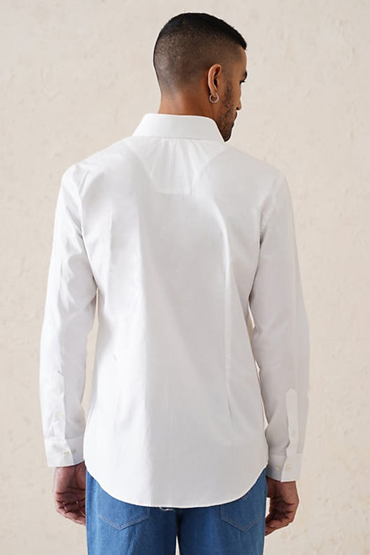 White Cotton Party Wear Shirt by SEVENDC MEN at Pernia's Pop Up Shop