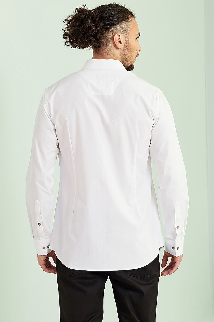 White Cotton Printed Party Wear Shirt by SEVENDC MEN at Pernia's Pop Up Shop