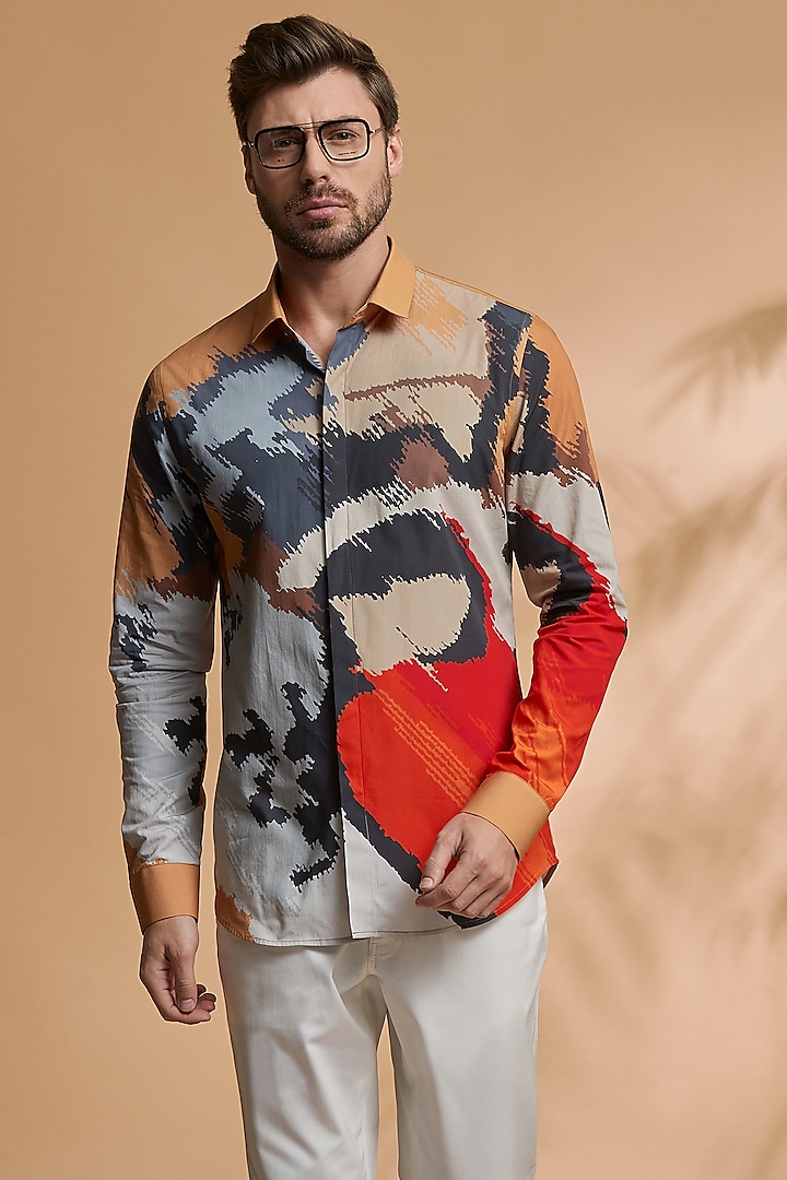 Multi-Colored Cotton Shirt by SEVENDC MEN