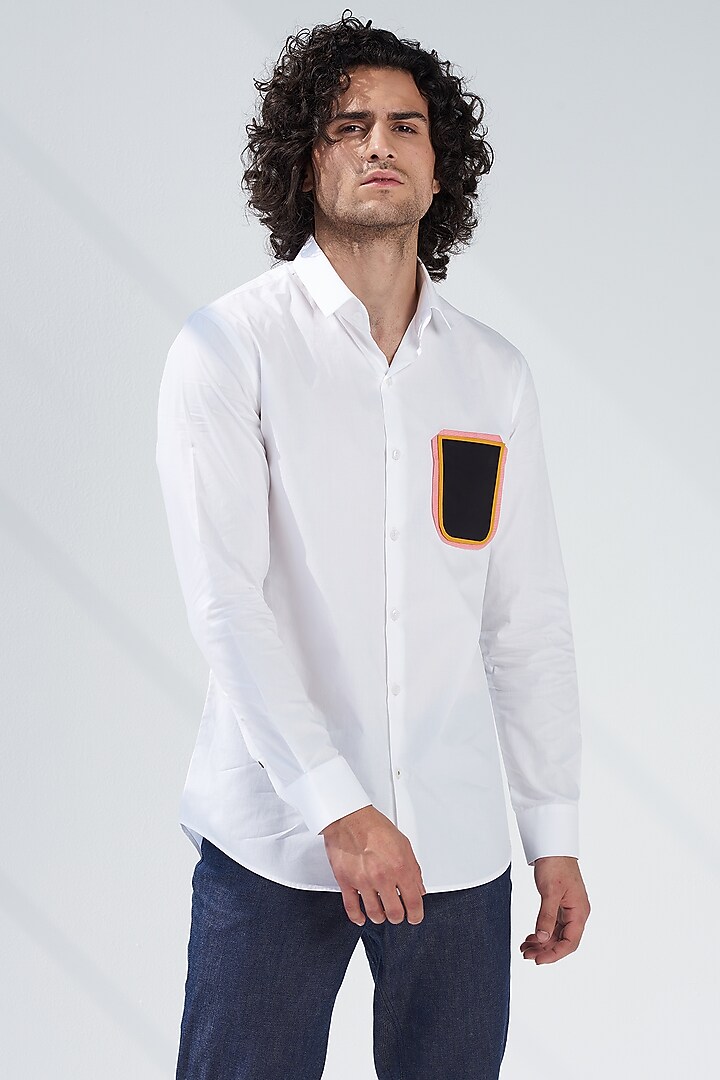 White Cotton Party Wear Shirt by SEVENDC MEN at Pernia's Pop Up Shop