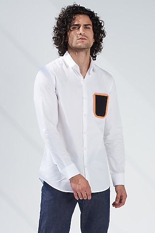White Cotton Shirt by SEVENDC MEN